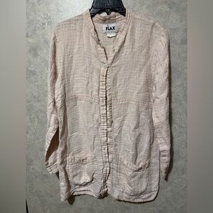 Flax Linen Button Down Pink Small